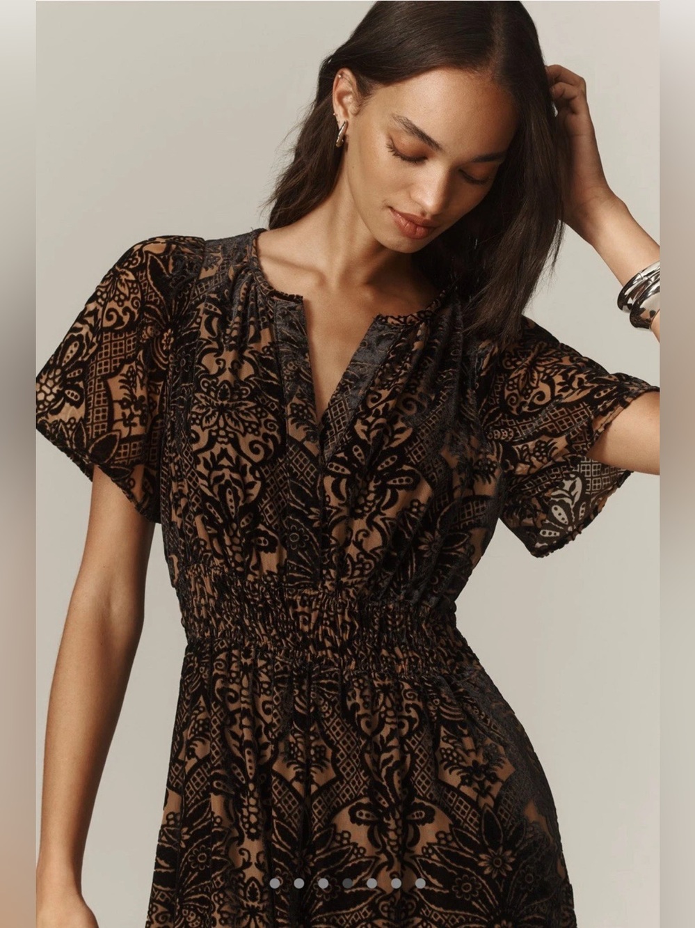 by Anthropologie The Somerset Maxi in Black Velvet Burnout Edition Dress SP